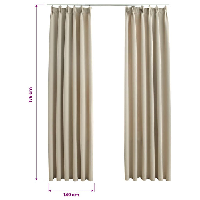 Draperii opace cu cârlige, 2 buc., bej, 140 x 175 cm - WALTI WALTI
