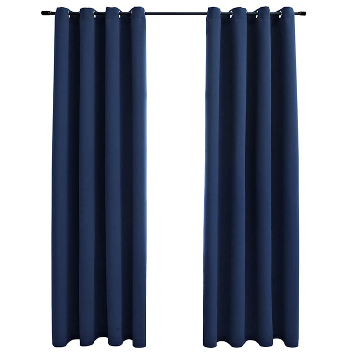 Draperii opace cu inele metalice, 2 buc, albastru, 140 x 175 cm - WALTI WALTI