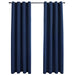 Draperii opace cu inele metalice, 2 buc, albastru, 140 x 175 cm - WALTI WALTI