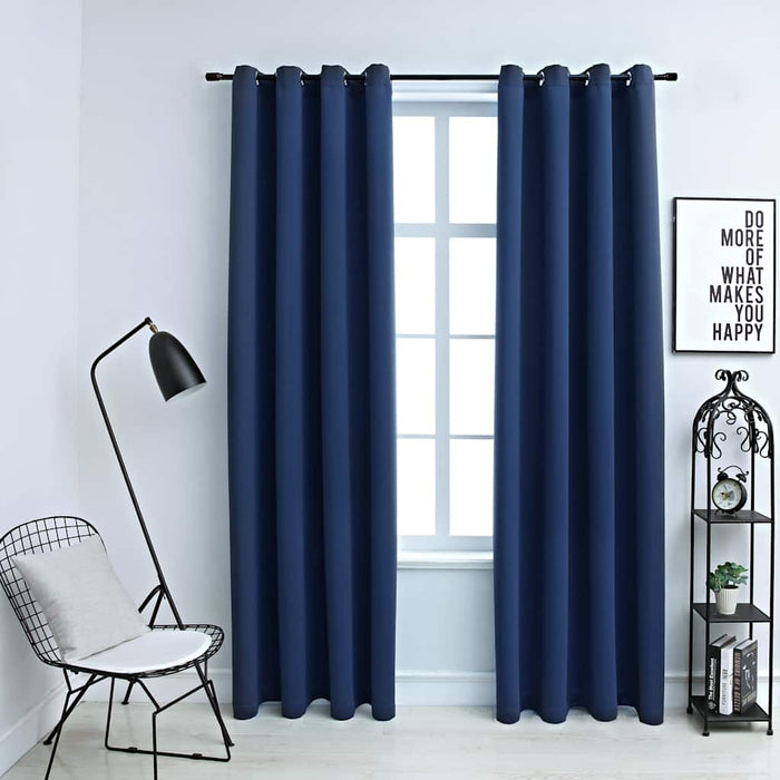 Draperii opace cu inele metalice, 2 buc, albastru, 140 x 175 cm - WALTI WALTI