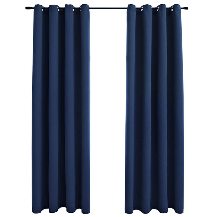 Draperii opace cu inele metalice, 2 buc, albastru, 140 x 225 cm - WALTI WALTI