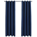 Draperii opace cu inele metalice, 2 buc, albastru, 140 x 225 cm - WALTI WALTI