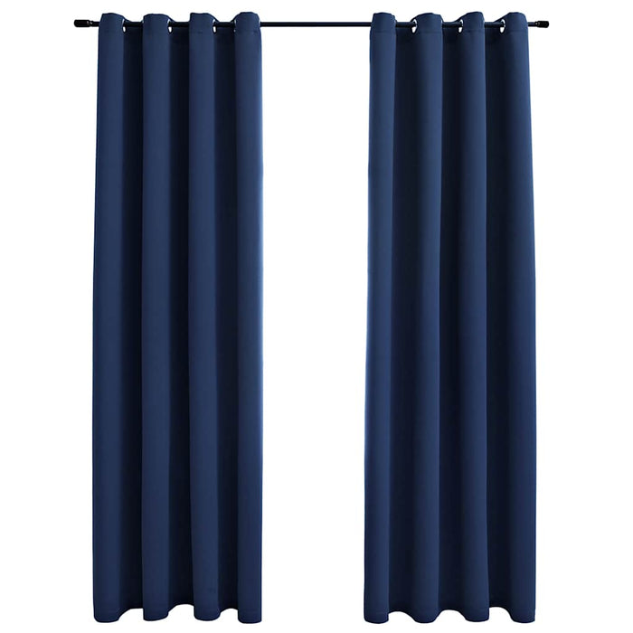 Draperii opace cu inele metalice, 2 buc, albastru, 140 x 245 cm - WALTI WALTI