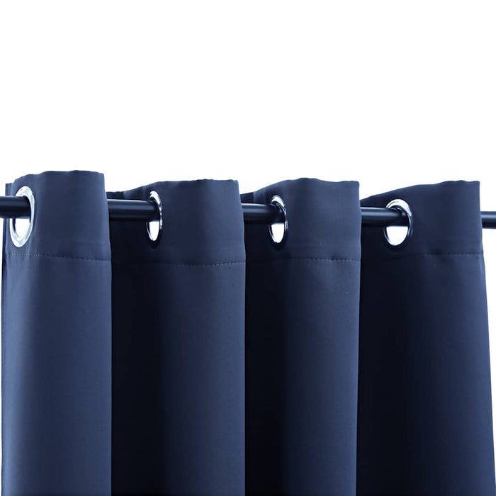 Draperii opace cu inele metalice, 2 buc, albastru, 140 x 245 cm - WALTI WALTI