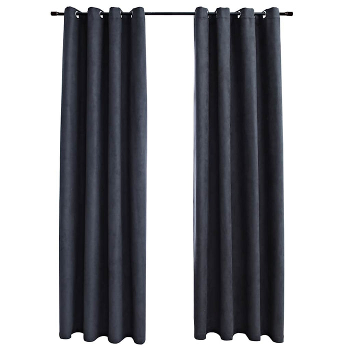 Draperii opace cu inele metalice, 2 buc., antracit, 140x175 cm - WALTI WALTI