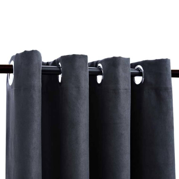 Draperii opace cu inele metalice, 2 buc., antracit, 140x175 cm - WALTI WALTI
