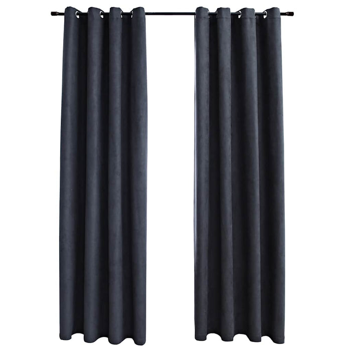 Draperii opace cu inele metalice, 2 buc, antracit, 140 x 225 cm - WALTI WALTI