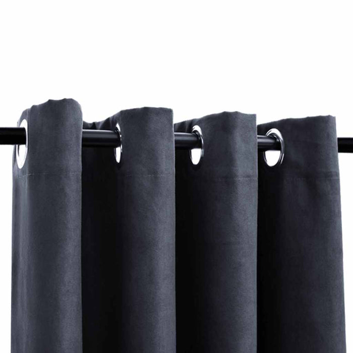 Draperii opace cu inele metalice, 2 buc, antracit, 140 x 225 cm - WALTI WALTI