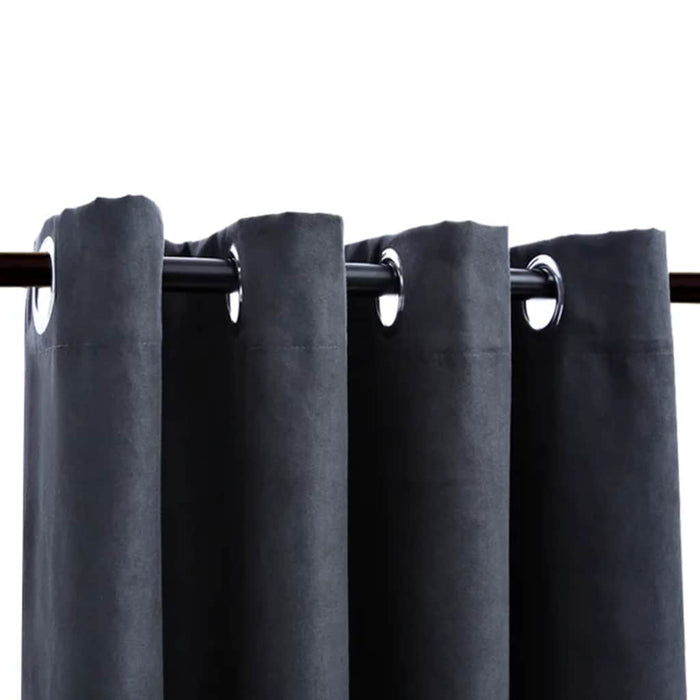 Draperii opace cu inele metalice, 2 buc, antracit, 140 x 245 cm - WALTI WALTI