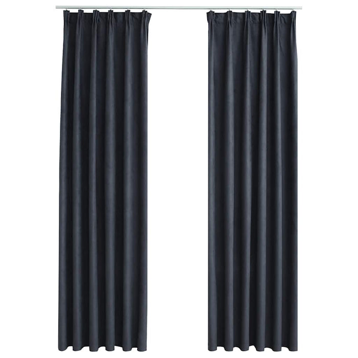 Draperii opace cu cârlige, 2 buc., antracit, 140 x 175 cm - WALTI WALTI