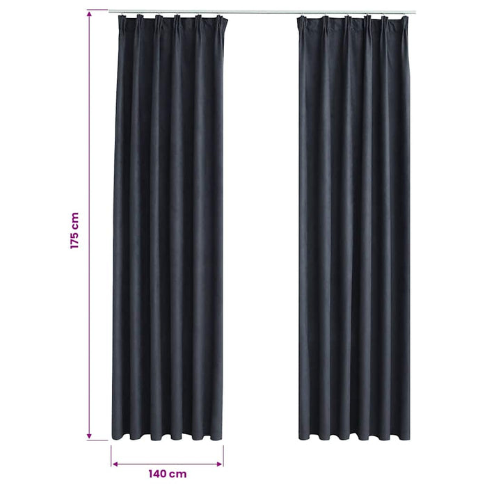 Draperii opace cu cârlige, 2 buc., antracit, 140 x 175 cm - WALTI WALTI
