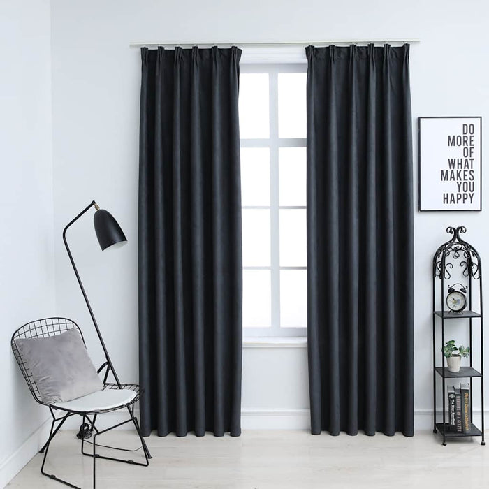 Draperii opace cu cârlige, 2 buc., antracit, 140 x 175 cm - WALTI WALTI