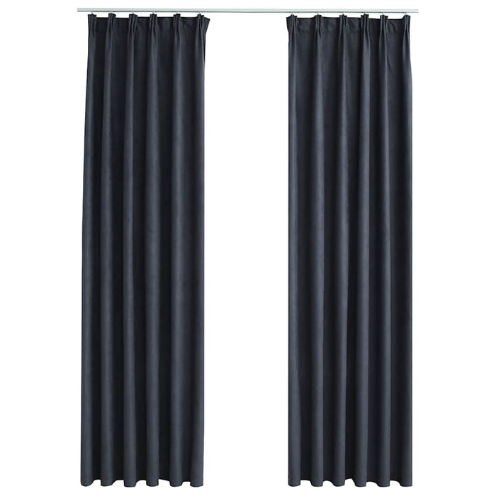 Draperii opace cu cârlige, 2 buc., antracit, 140 x 225 cm - WALTI WALTI