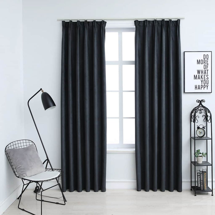 Draperii opace cu cârlige, 2 buc., antracit, 140 x 225 cm - WALTI WALTI