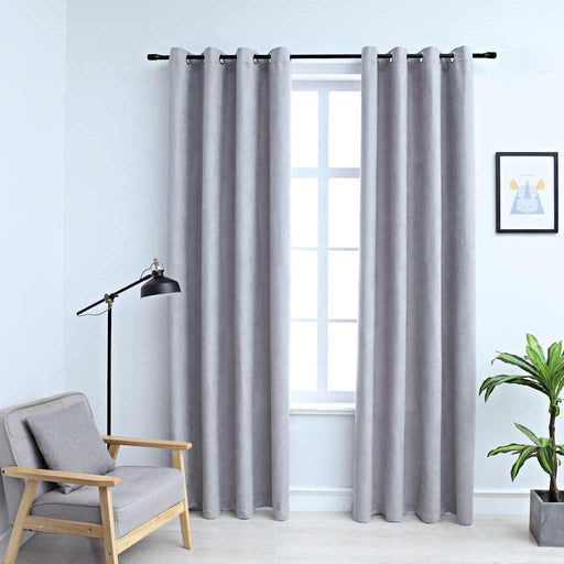 Draperii opace cu inele metalice, 2 buc., gri, 140 x 225 cm - WALTI WALTI