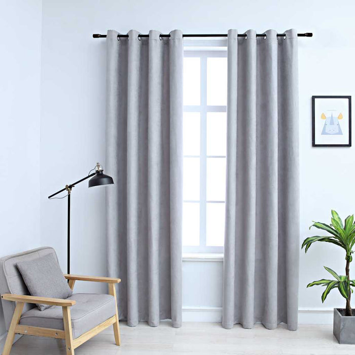Draperii opace cu inele metalice, 2 buc., gri, 140 x 245 cm - WALTI WALTI