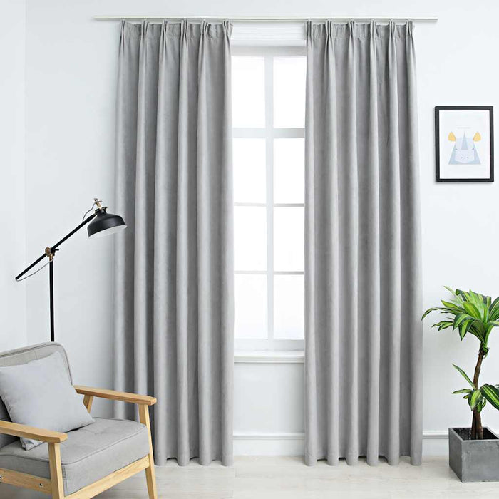 Draperii opace cu cârlige, 2 buc., gri, 140 x 175 cm - WALTI WALTI