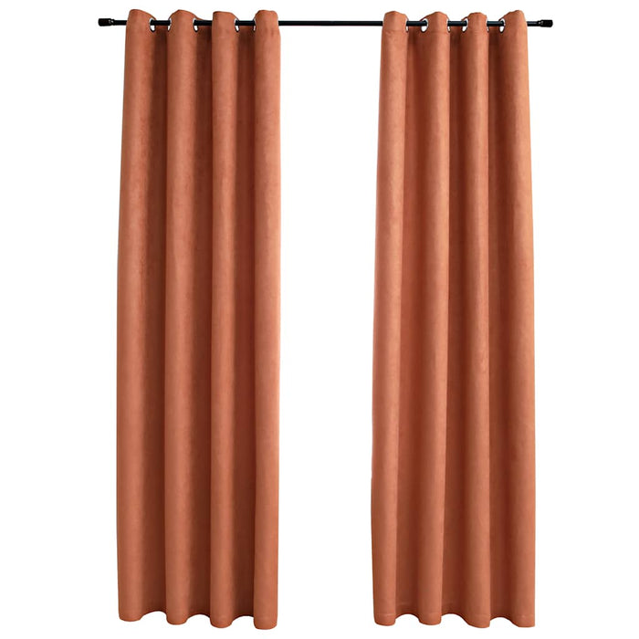 Draperii opace cu inele metalice, 2 buc., ruginiu, 140x175 cm - WALTI WALTI