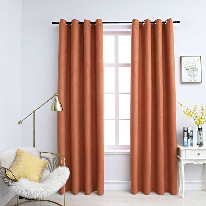 Draperii opace cu inele metalice, 2 buc., ruginiu, 140x175 cm - WALTI WALTI