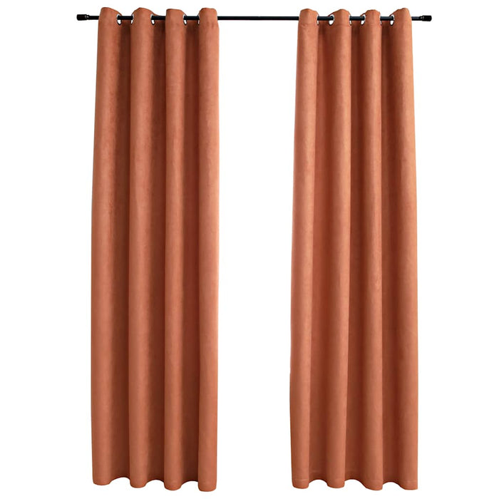 Draperii opace cu inele metalice, 2 buc., ruginiu, 140x225 cm - WALTI WALTI