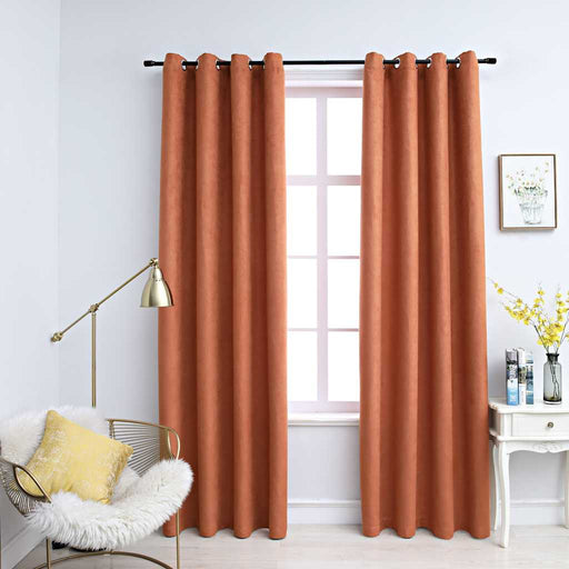 Draperii opace cu inele metalice, 2 buc, ruginiu, 140x245 cm - WALTI WALTI