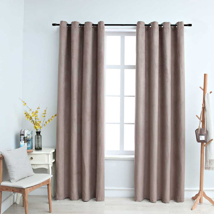 Draperii opace cu inele metalice, 2 buc., gri taupe, 140x245 cm - WALTI WALTI