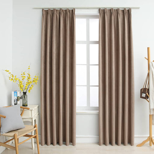 Draperii opace cu cârlige, 2 buc., gri taupe, 140 x 225 cm - WALTI WALTI