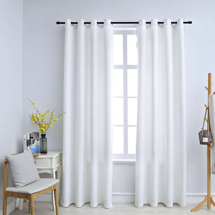 Draperii opace cu inele metalice 2 buc. alb-ivoriu 140x225 cm - WALTI WALTI