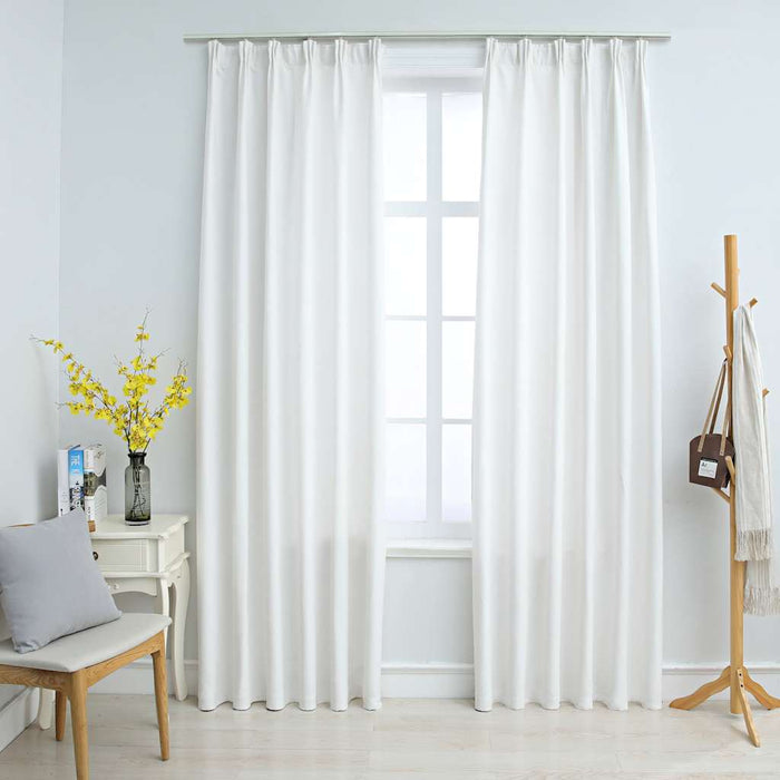 Draperii opace cu cârlige, 2 buc., alb ivoriu, 140 x 225 cm - WALTI WALTI