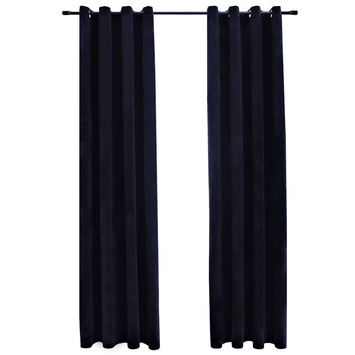 Draperii opace cu inele, 2 buc., negru, 140 x 175 cm, catifea - WALTI WALTI