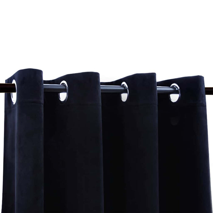 Draperii opace cu inele, 2 buc., negru, 140 x 175 cm, catifea - WALTI WALTI