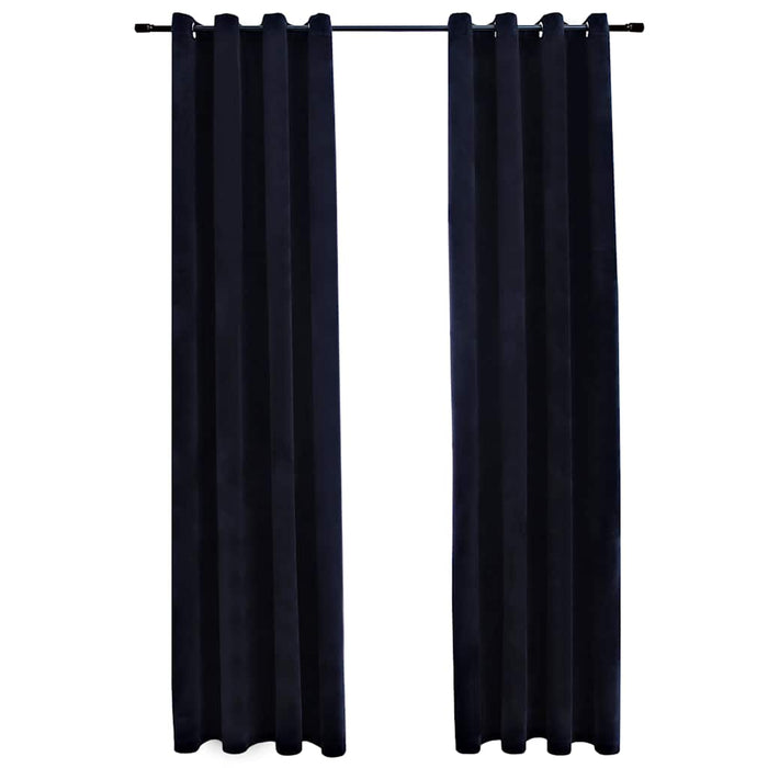 Draperii opace cu inele, 2 buc., negru, 140 x 245 cm, catifea - WALTI WALTI