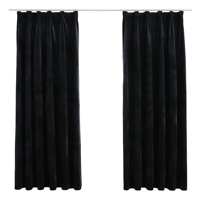 Draperii opace cu cârlige, 2 buc., negru, 140x175 cm, catifea - WALTI WALTI