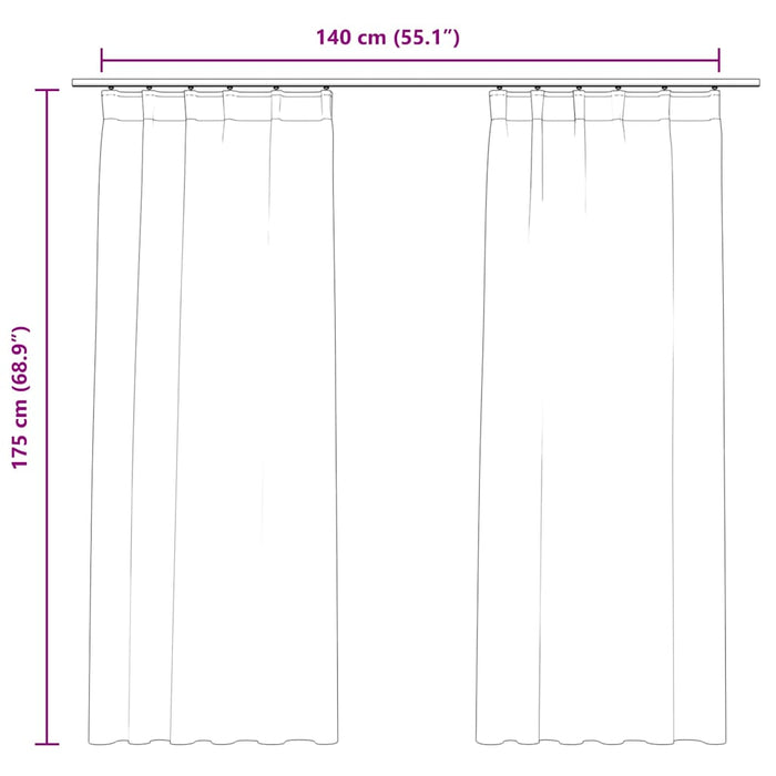 Draperii opace cu cârlige, 2 buc., negru, 140x175 cm, catifea - WALTI WALTI