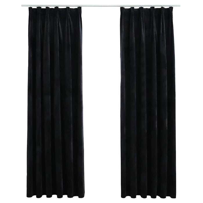 Draperii opace, 2 buc., negru, 140x225 cm, catifea, cu cârlige - WALTI WALTI
