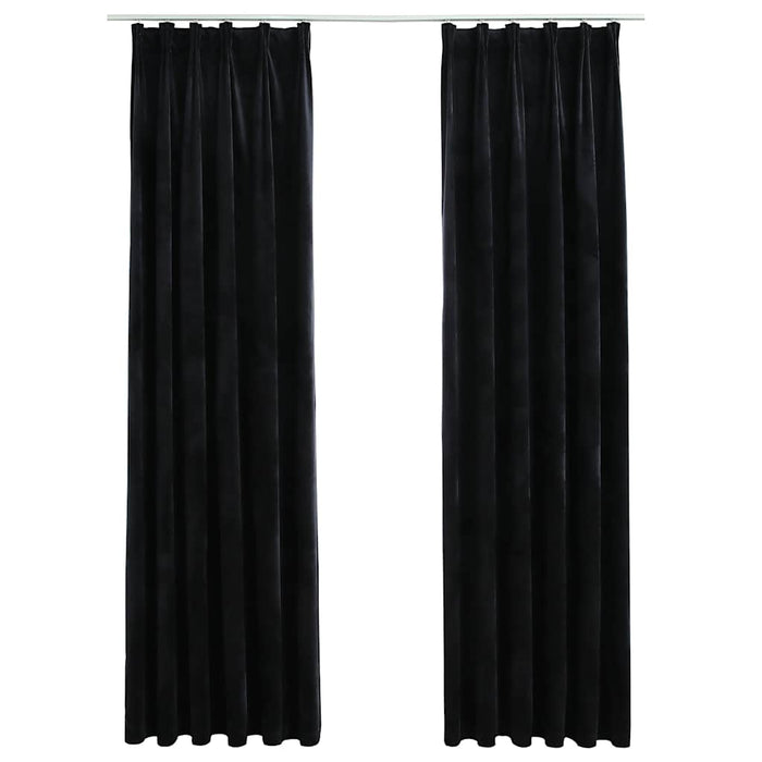 Draperii opace cu cârlige, 2 buc., negru, 140x245 cm, catifea - WALTI WALTI