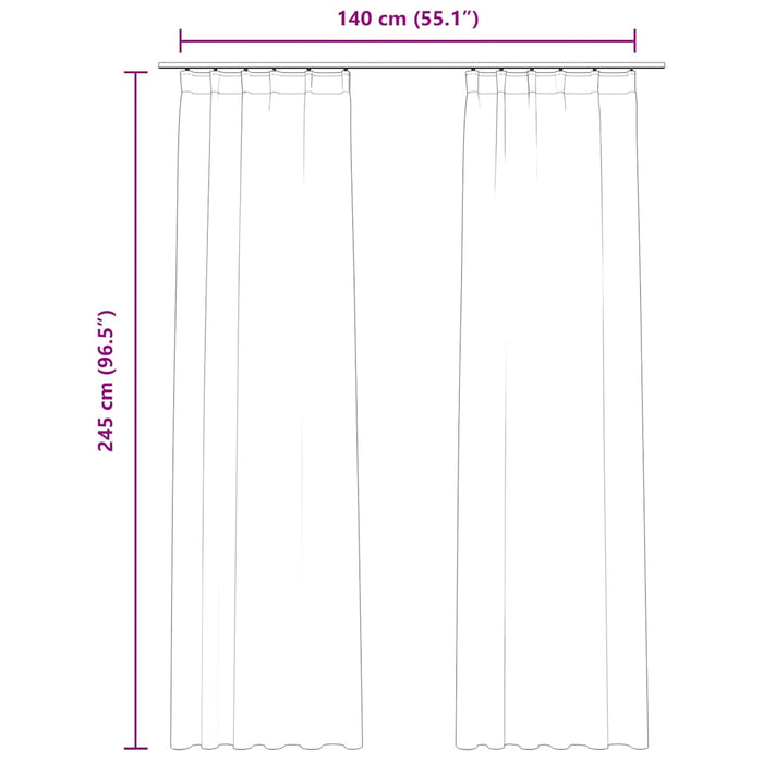 Draperii opace cu cârlige, 2 buc., negru, 140x245 cm, catifea - WALTI WALTI