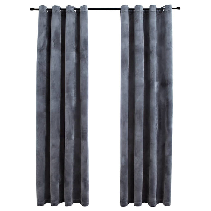 Draperii opace cu inele, 2 buc., antracit, 140x225 cm, catifea - WALTI WALTI
