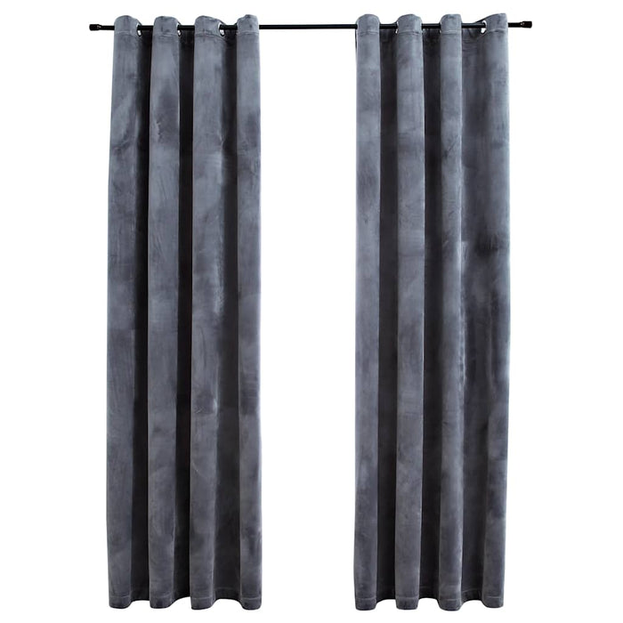 Draperii opace cu inele, 2 buc., antracit, 140x245 cm, catifea - WALTI WALTI