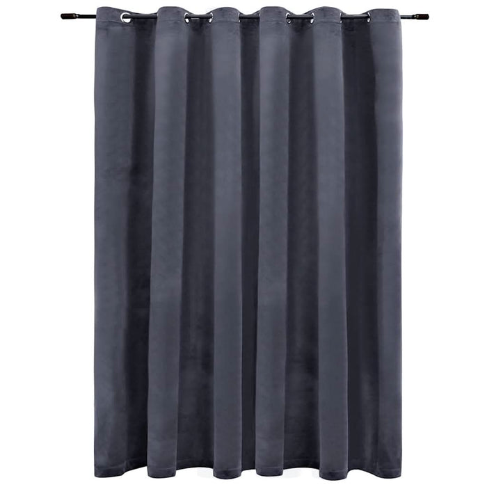 Draperie opacă cu inele metalice, antracit, 290x245 cm, catifea - WALTI WALTI