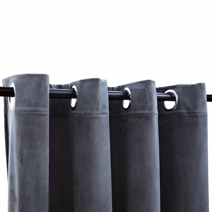 Draperie opacă cu inele metalice, antracit, 290x245 cm, catifea - WALTI WALTI