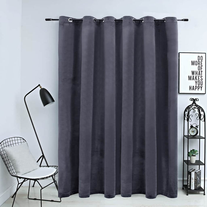 Draperie opacă cu inele metalice, antracit, 290x245 cm, catifea - WALTI WALTI
