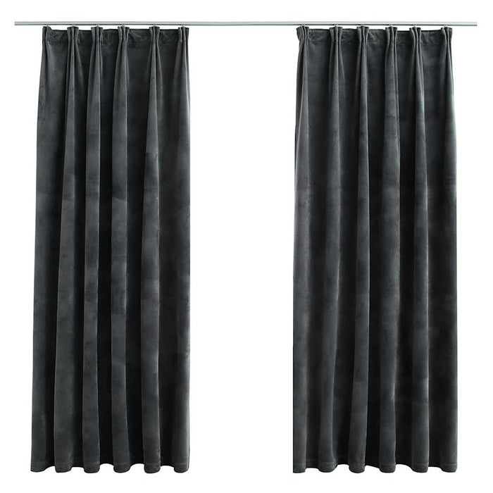 Draperii opace, 2 buc., antracit, 140x175 cm, catifea, cârlige - WALTI WALTI