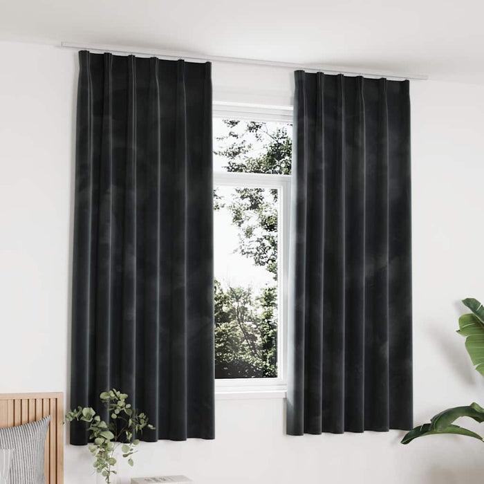 Draperii opace, 2 buc., antracit, 140x175 cm, catifea, cârlige - WALTI WALTI