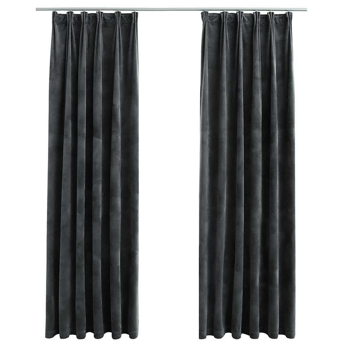 Draperii opace cu cârlige, 2 buc, antracit, 140x225 cm catifea - WALTI WALTI