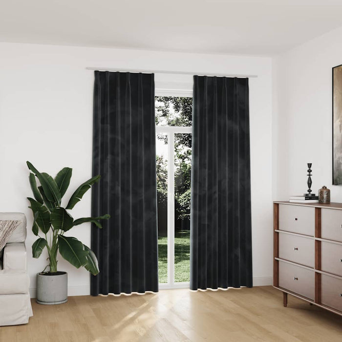 Draperii opace cu cârlige, 2 buc, antracit, 140x225 cm catifea - WALTI WALTI