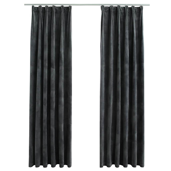 Draperii opace cu cârlige, 2 buc., antracit, 140x245cm, catifea - WALTI WALTI