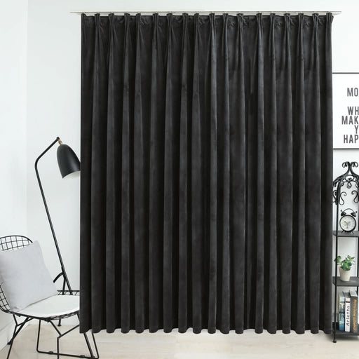 Draperie opacă, antracit, 290 x 245 cm, catifea, cu cârlige - WALTI WALTI