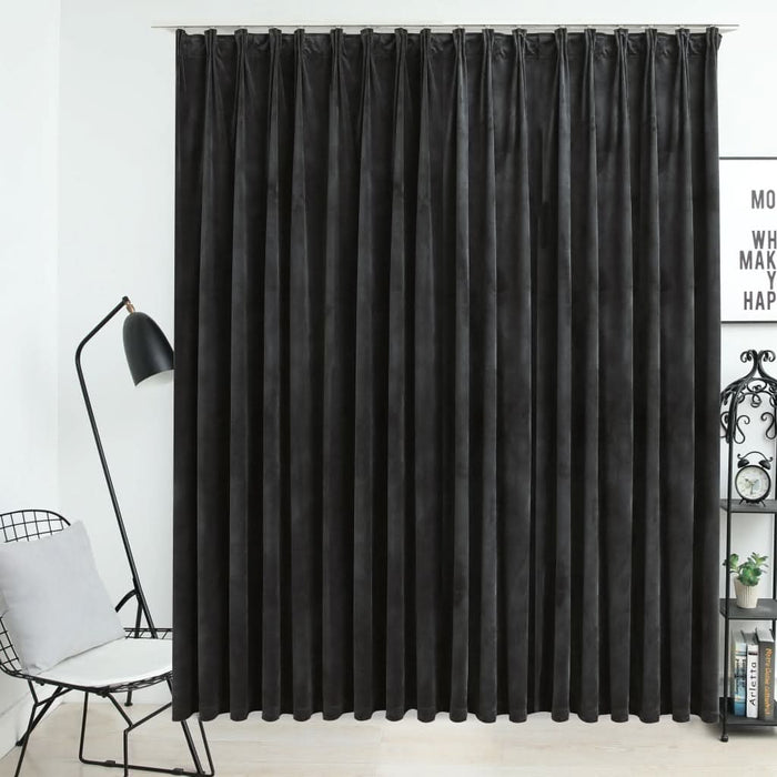 Draperie opacă, antracit, 290 x 245 cm, catifea, cu cârlige - WALTI WALTI