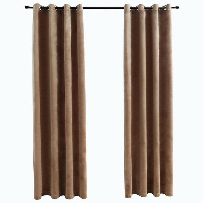 Draperii opace cu inele, 2 buc., bej,140 x 245 cm, catifea - WALTI WALTI